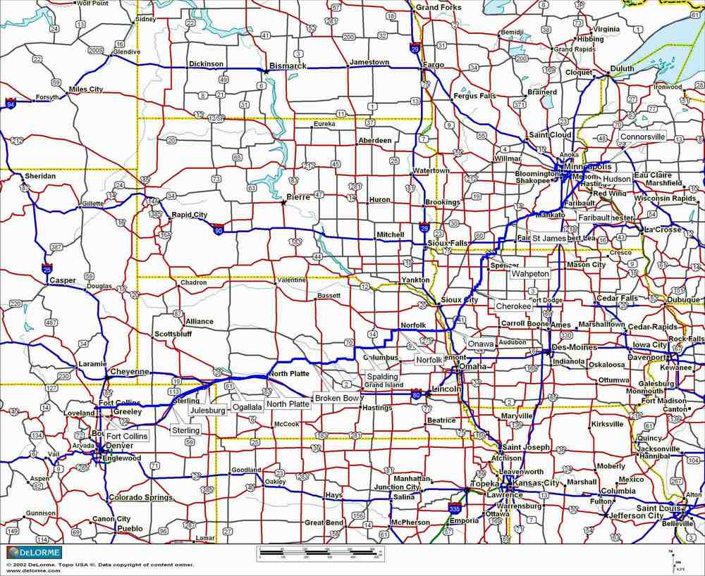 Map showing bike trip route